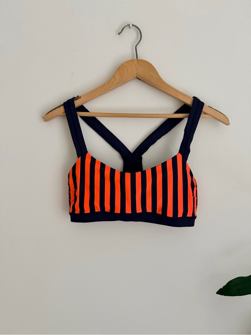 Lululemon Striped Navy & Bright Orange Sports Bra